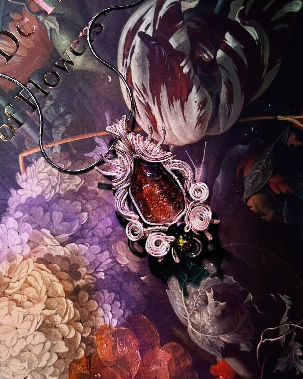 Wirewrapped Red Phantom Quartz Pendant Necklace