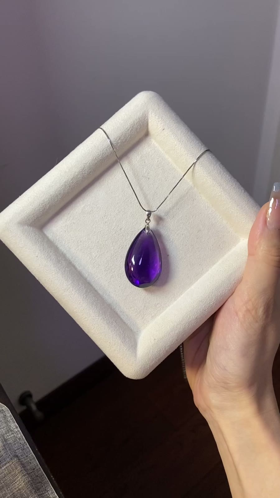 Natural Brazilian Amethyst Teardrop Pendant 925 Silver