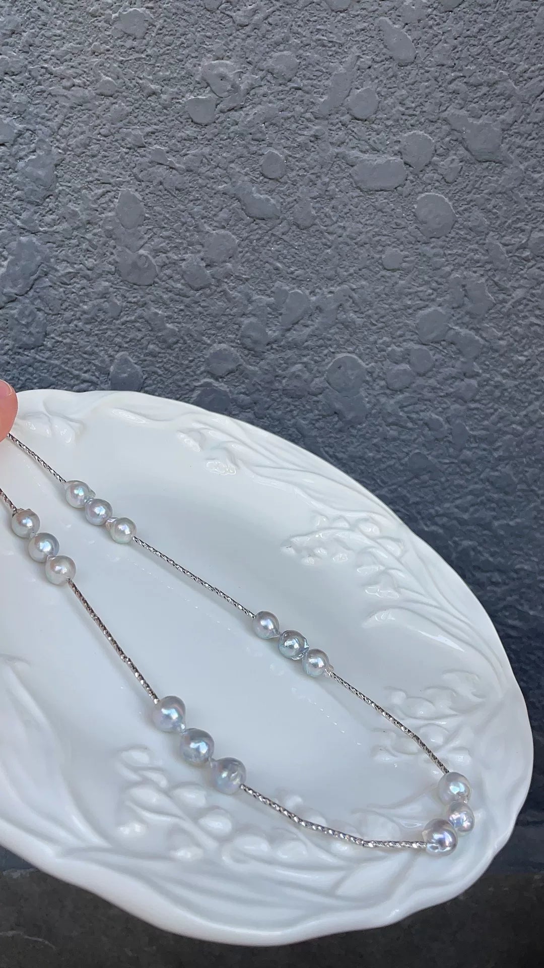 Baroque Pearl Necklace Silver Gray 7-8mm