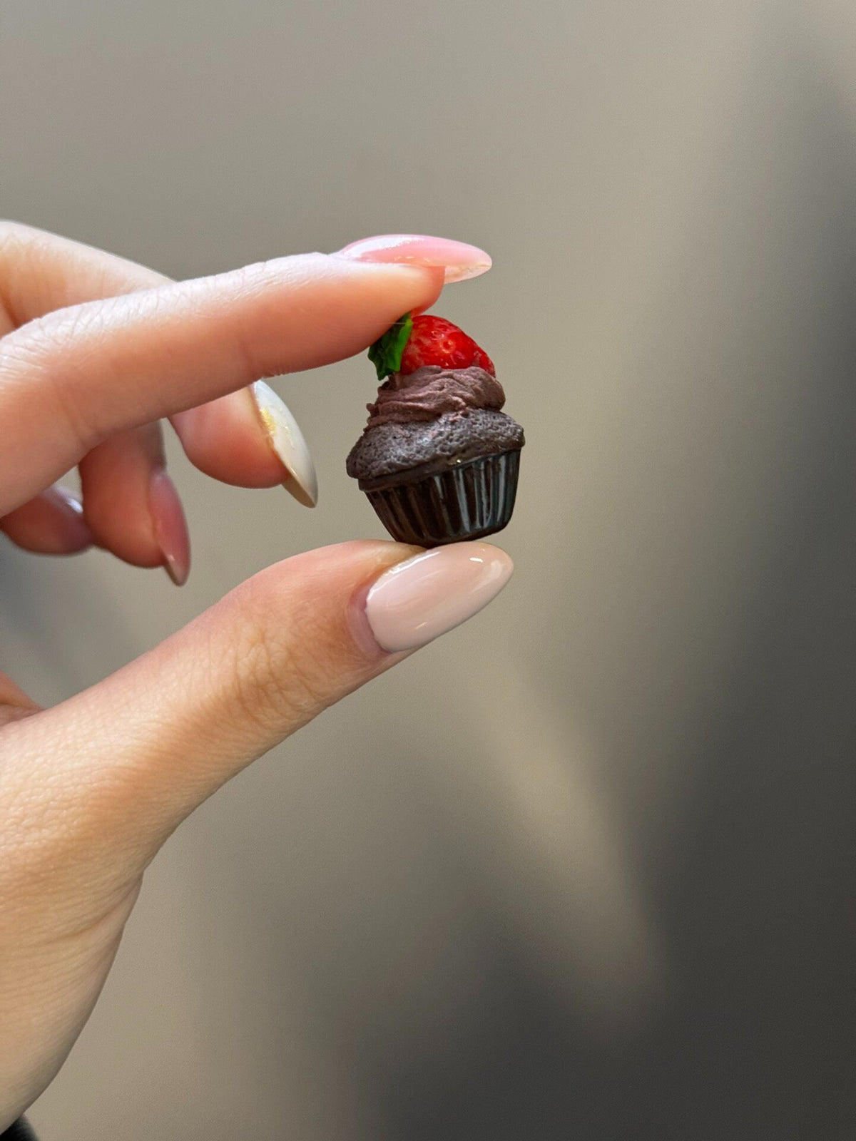 Miniature Clay Chocolate Strawberry Cupcake