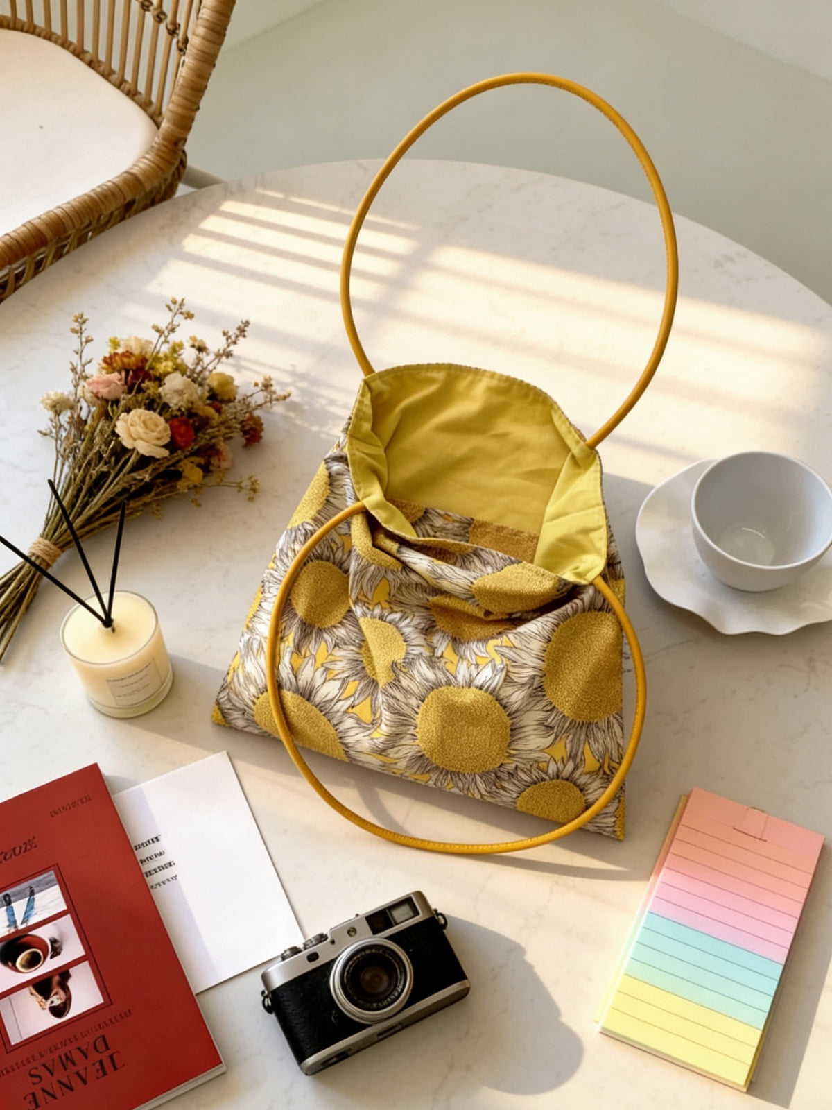 Borsa Tote in Cotone Liberty con Girasoli