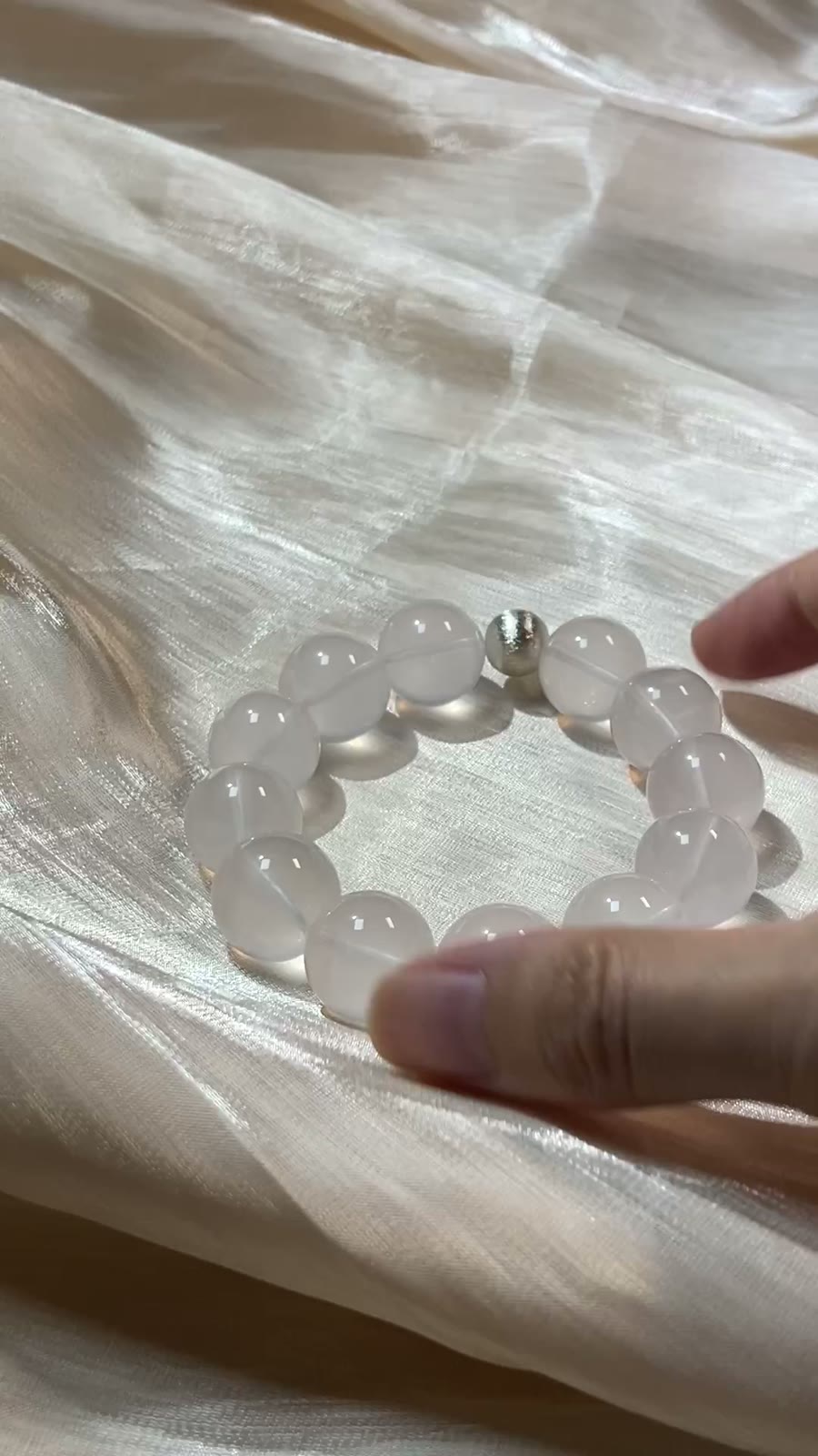 Natural Milk White Crystal Beaded Bracelet