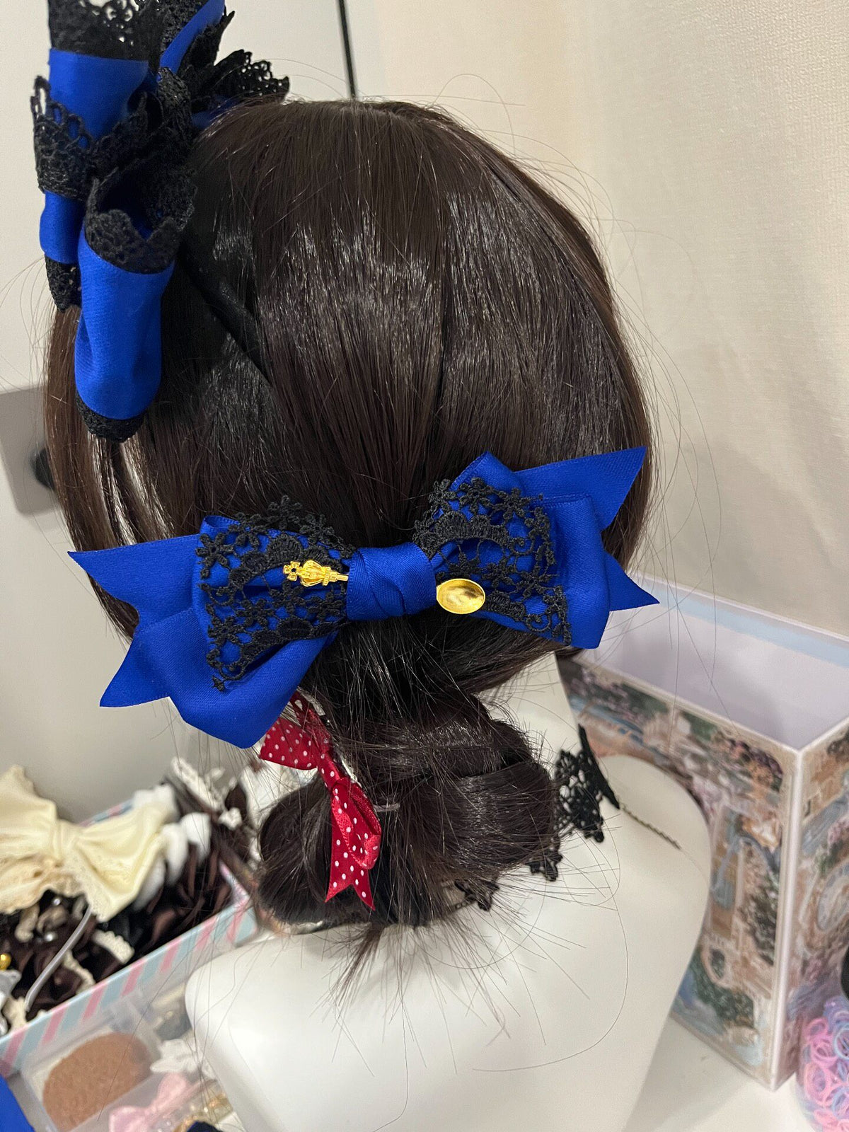 Klein Blue Satin Bow Side Clip