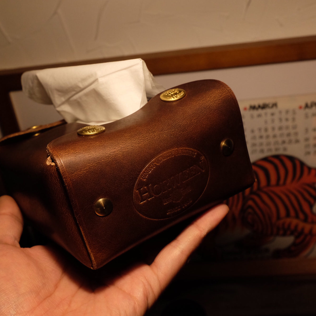 Horween Leather Tissue Box Brown