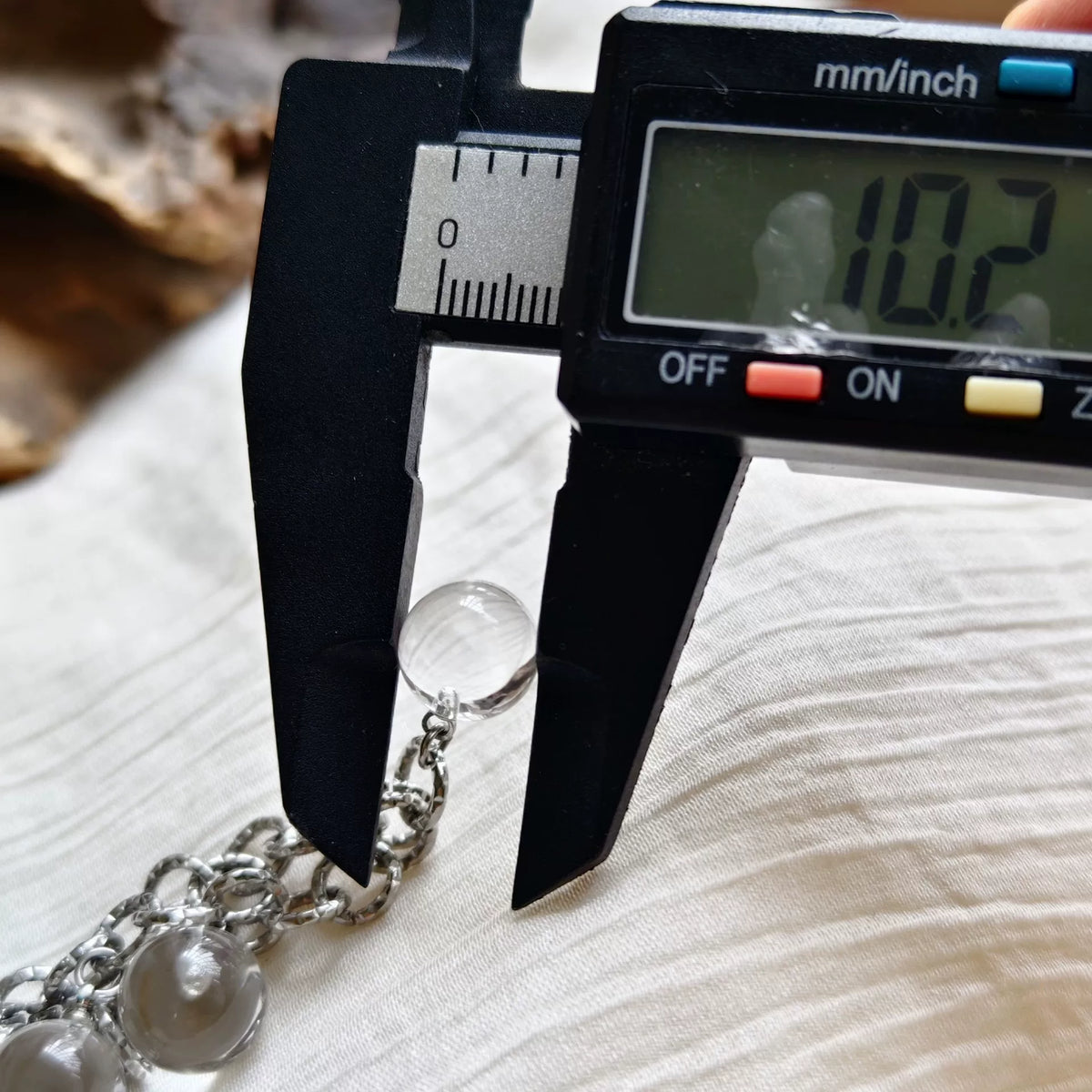 White Crystal Bead Titanium Steel Bracelet