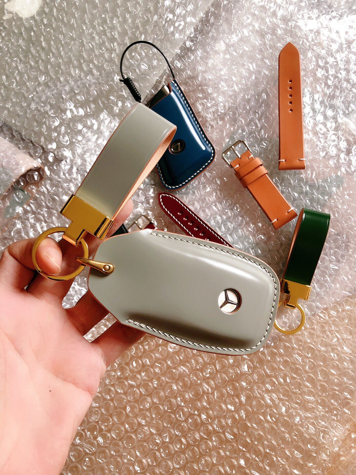 Handcrafted Mercedes Key Case Shell Cordovan Leather