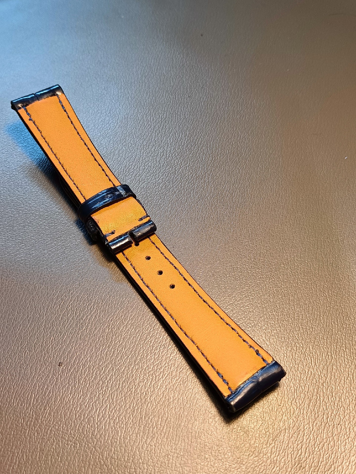 Deep Navy Crocodile Leather Watch Strap