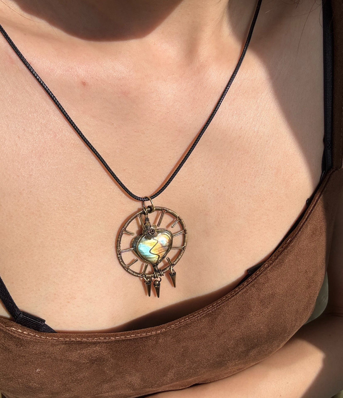 Labradorite Wire Wrapped Pendant Necklace