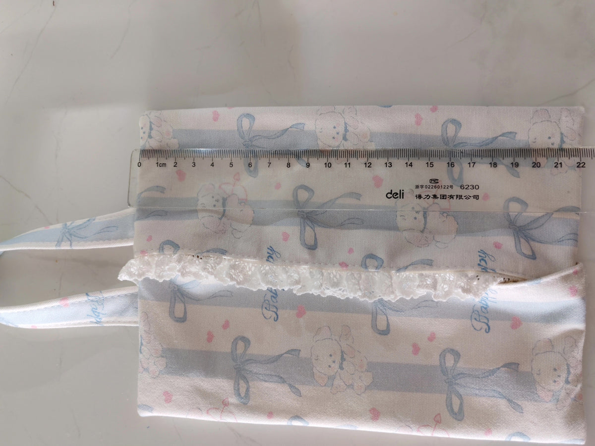 Handgemaakt canvas hangend zakdoekzakje met kant