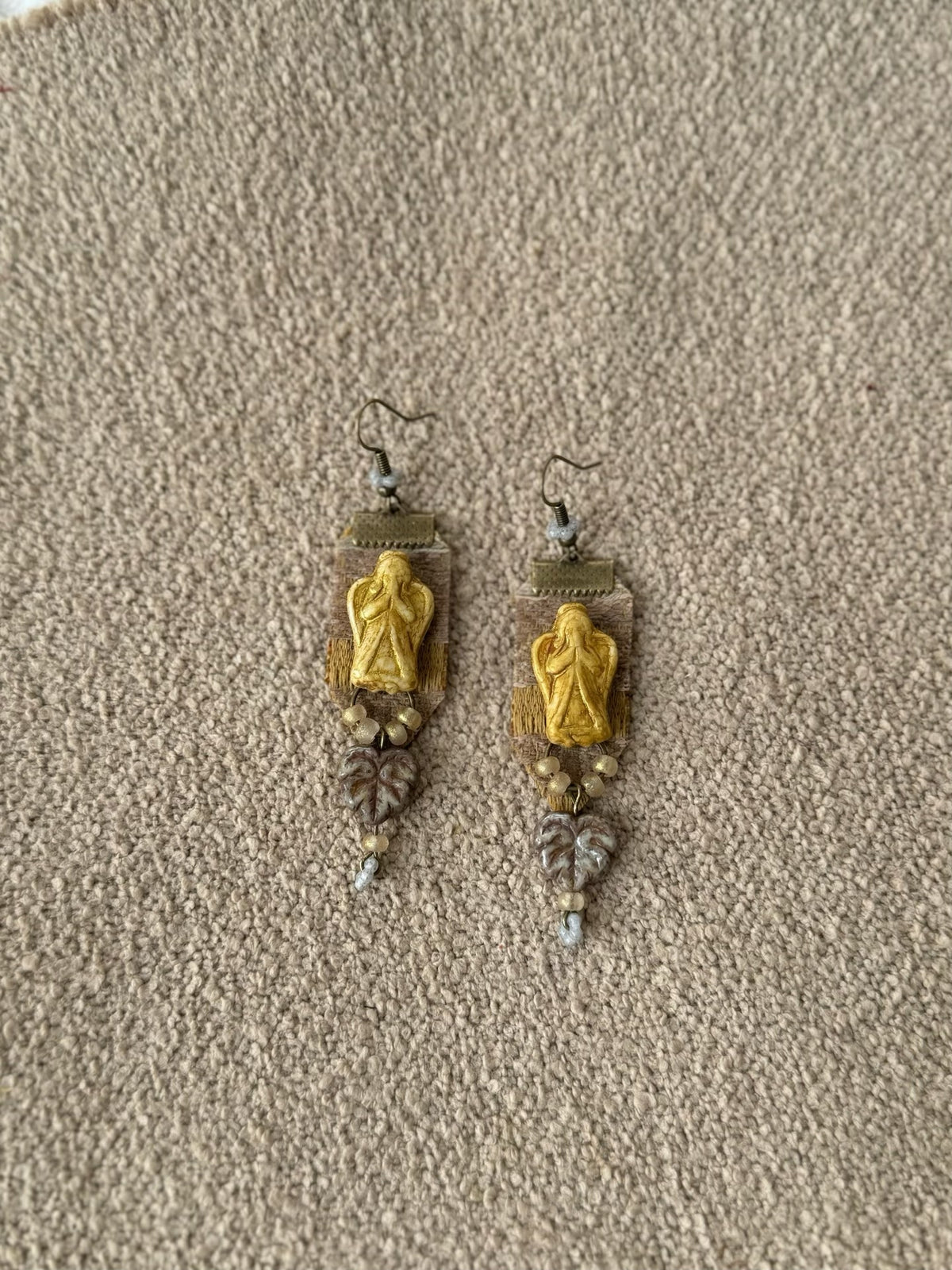 Handmade Fabric Angel Dangle Earrings