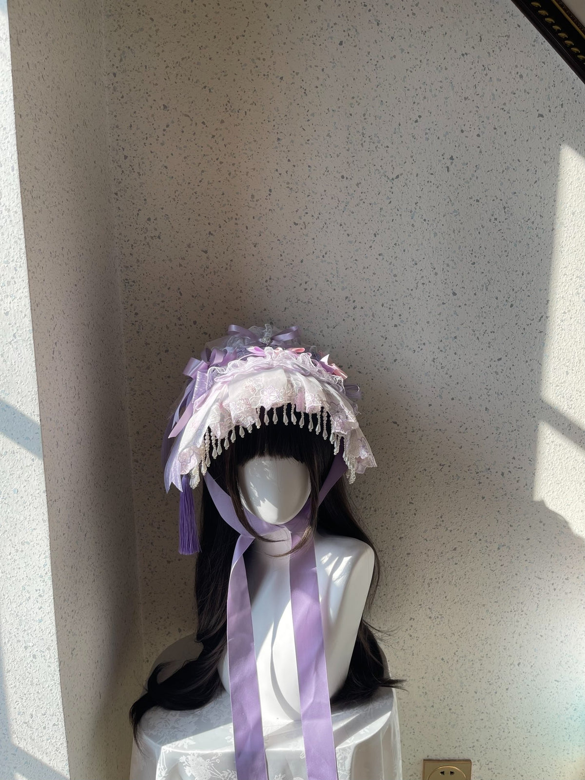 Lolita Flat Bonnet Lavender Lace