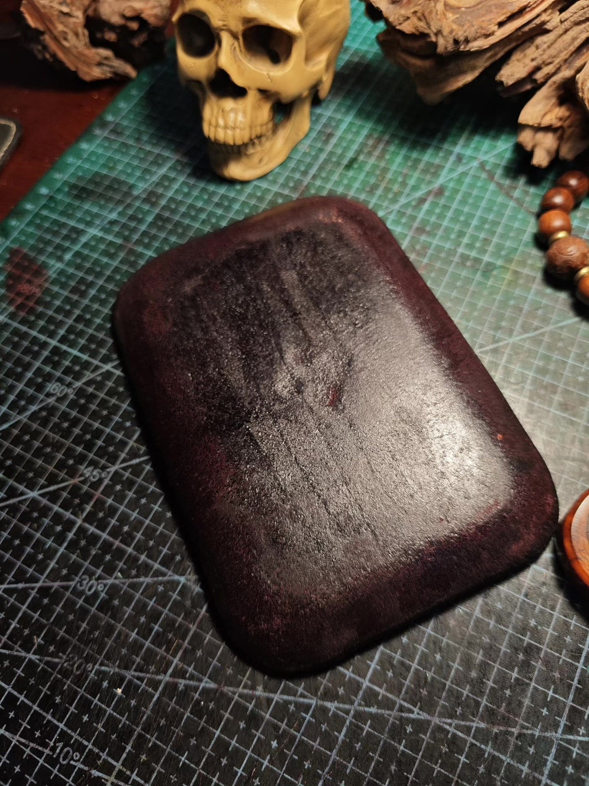 Handcrafted Leather Tray Carved Cowhide Organizer