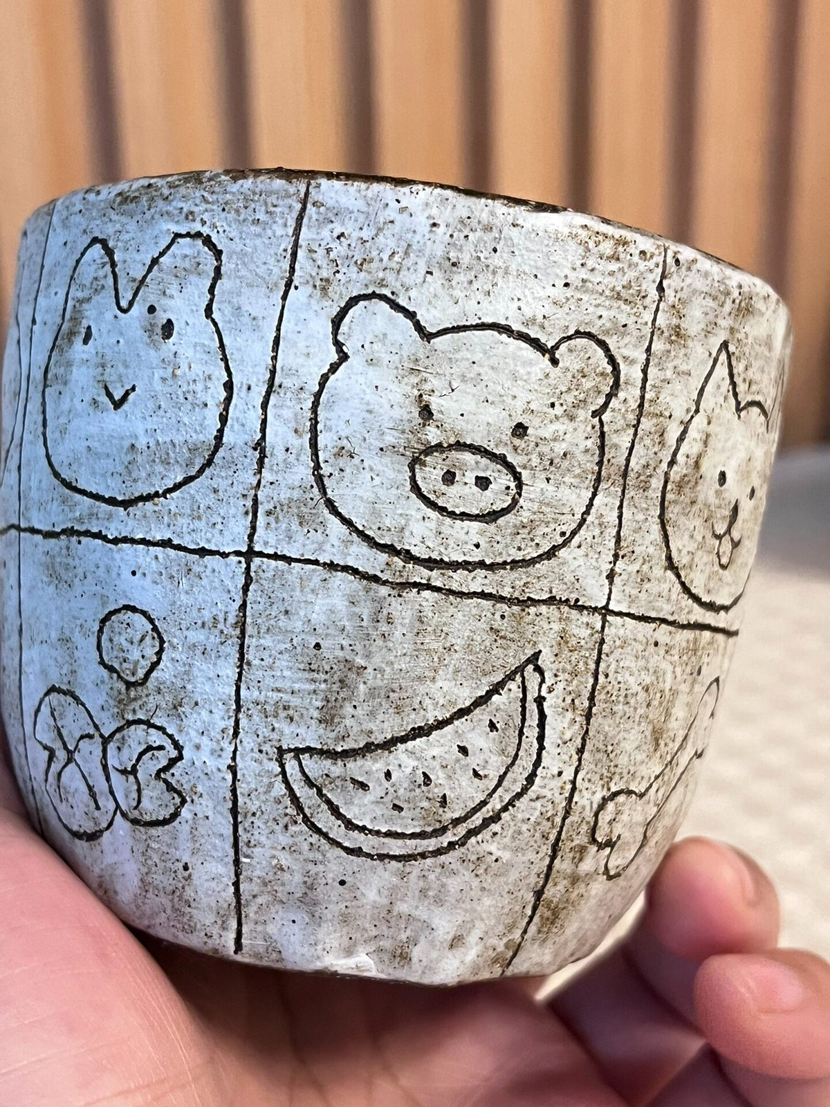 Handmade Black Clay Animal Head Mug