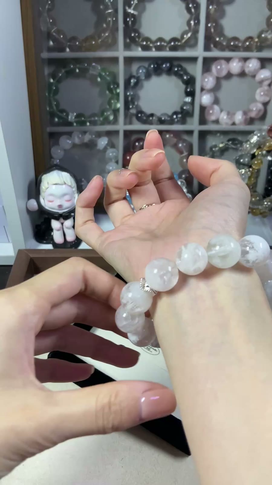 Pink Snowflake Phantom Crystal Bracelet