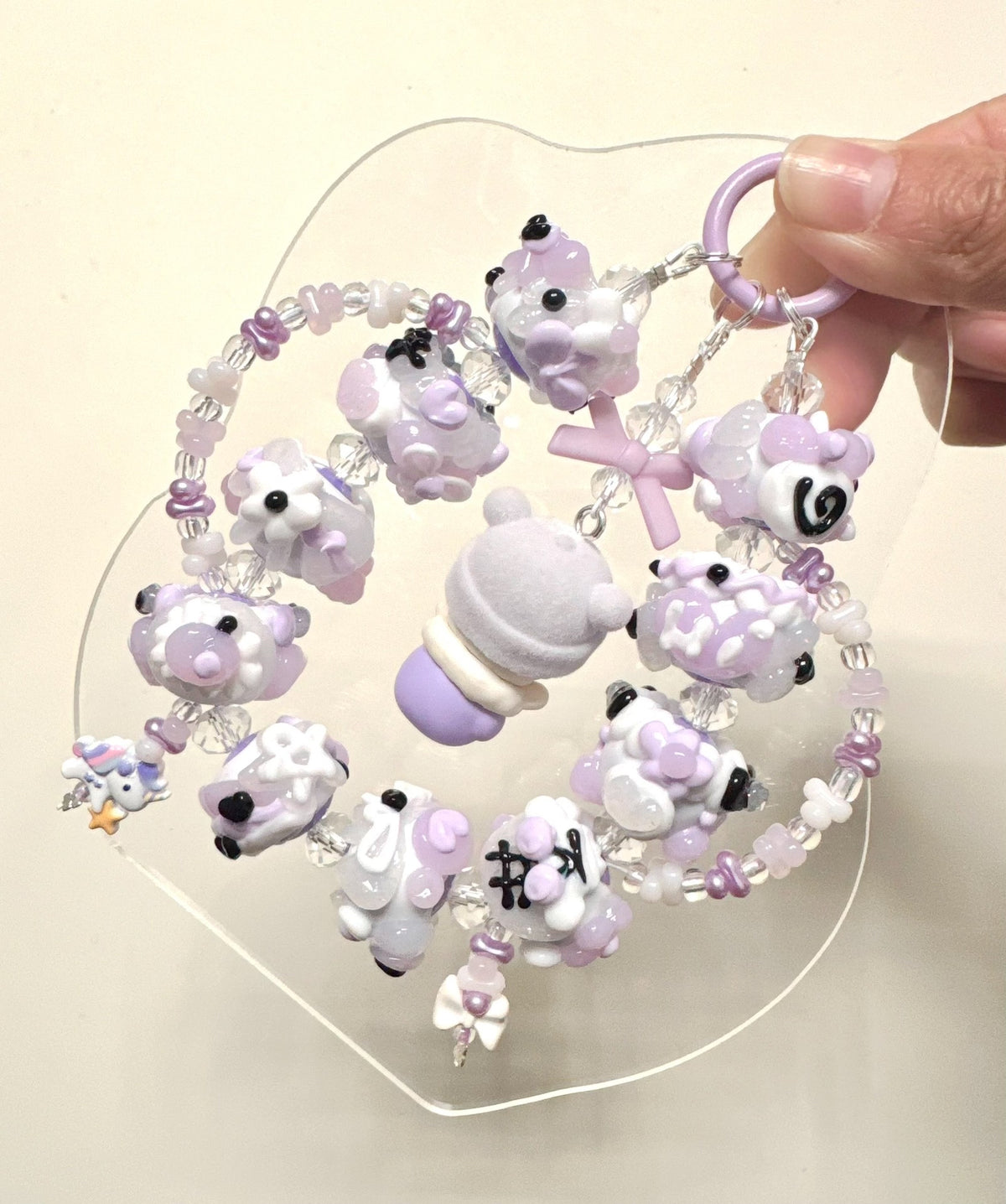 Lavender Beaded Phone Strap Bag Charm