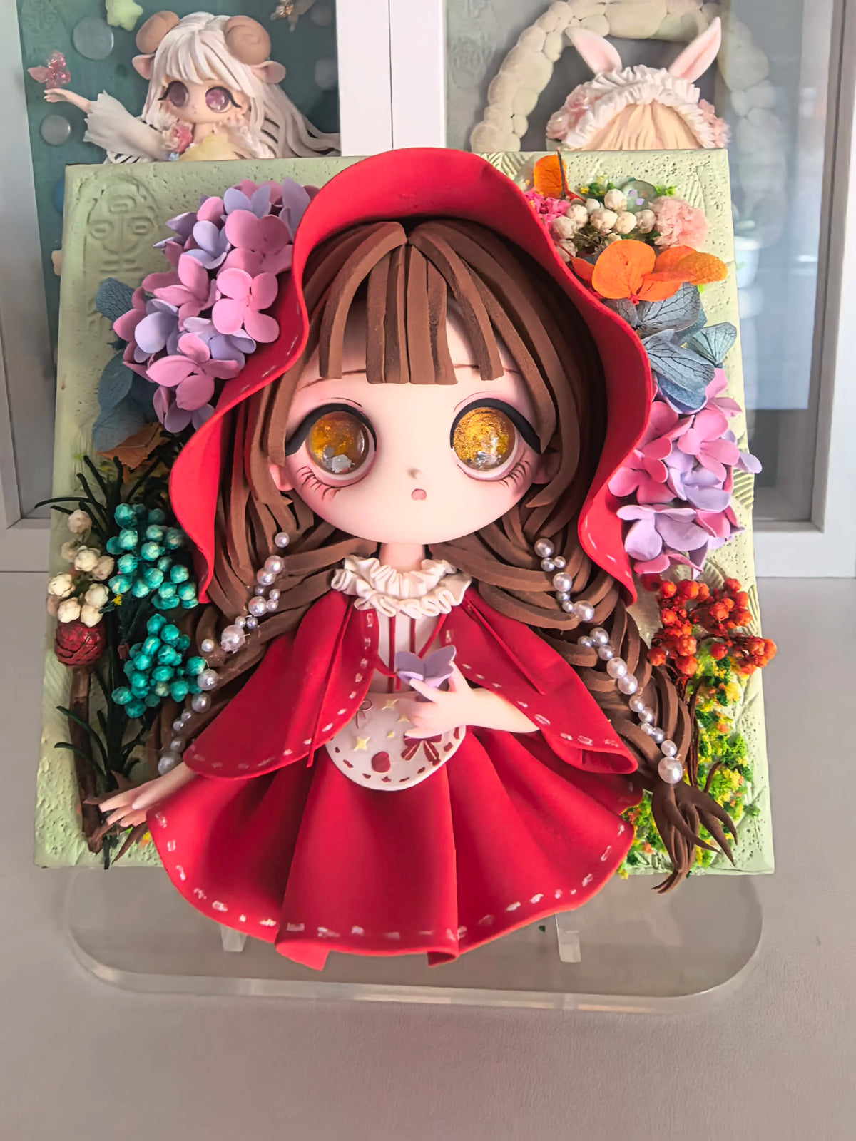 Handcrafted Little Red Riding Hood Clay Frame Decor