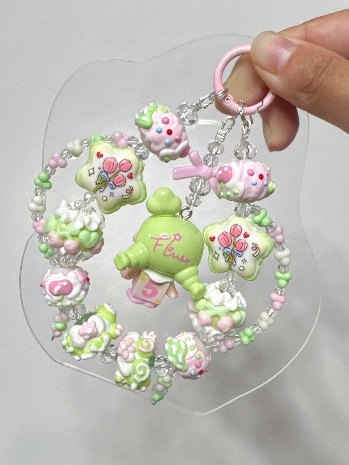 Pastel Dessert Bead Charm Phone Strap