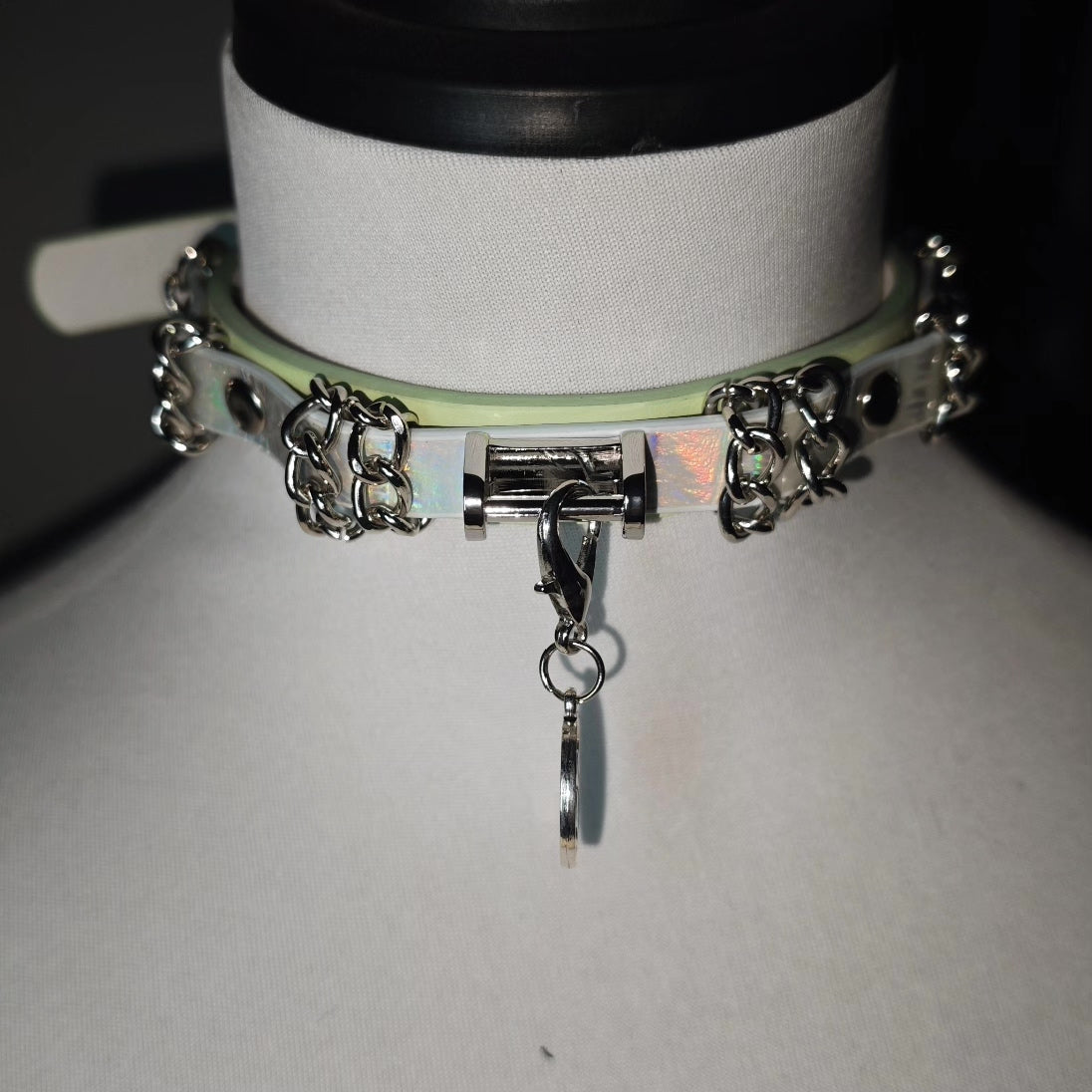 Iridescent Leather Choker with Kelly Buckle