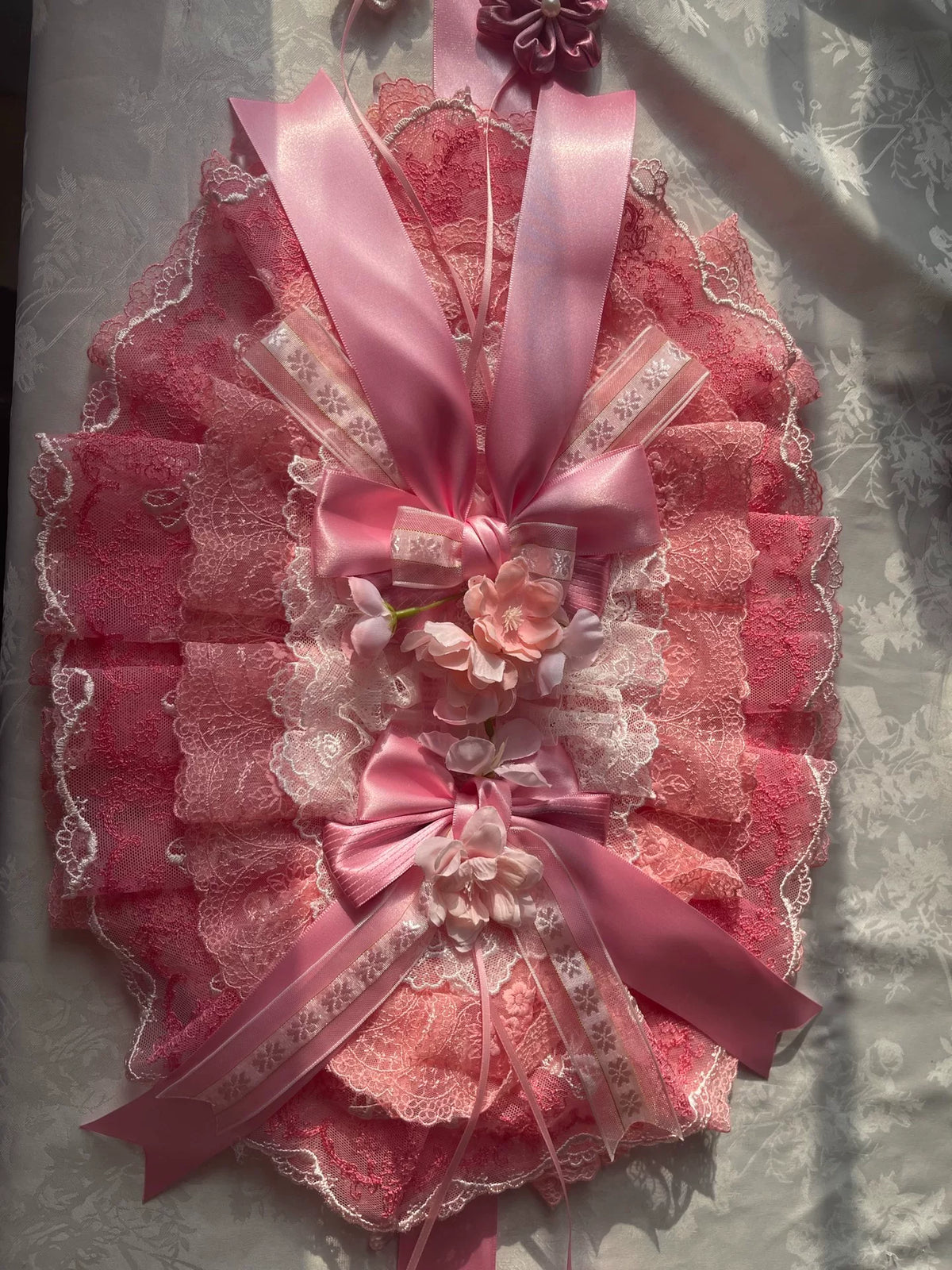 Gorro Lolita de encaje rosa