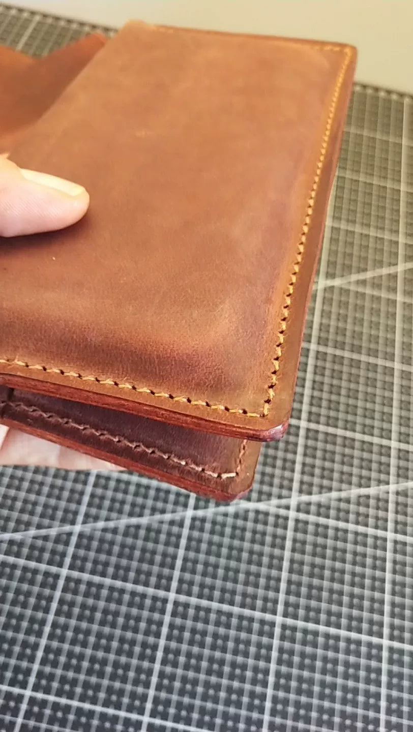 Lange leren portemonnee, pasartenhouder en telefoonhoesje