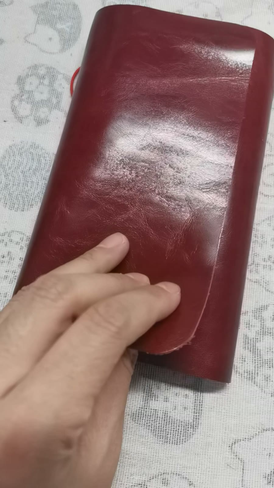 ワインレッド オイルワックスレザー 三つ折り ノートカバー