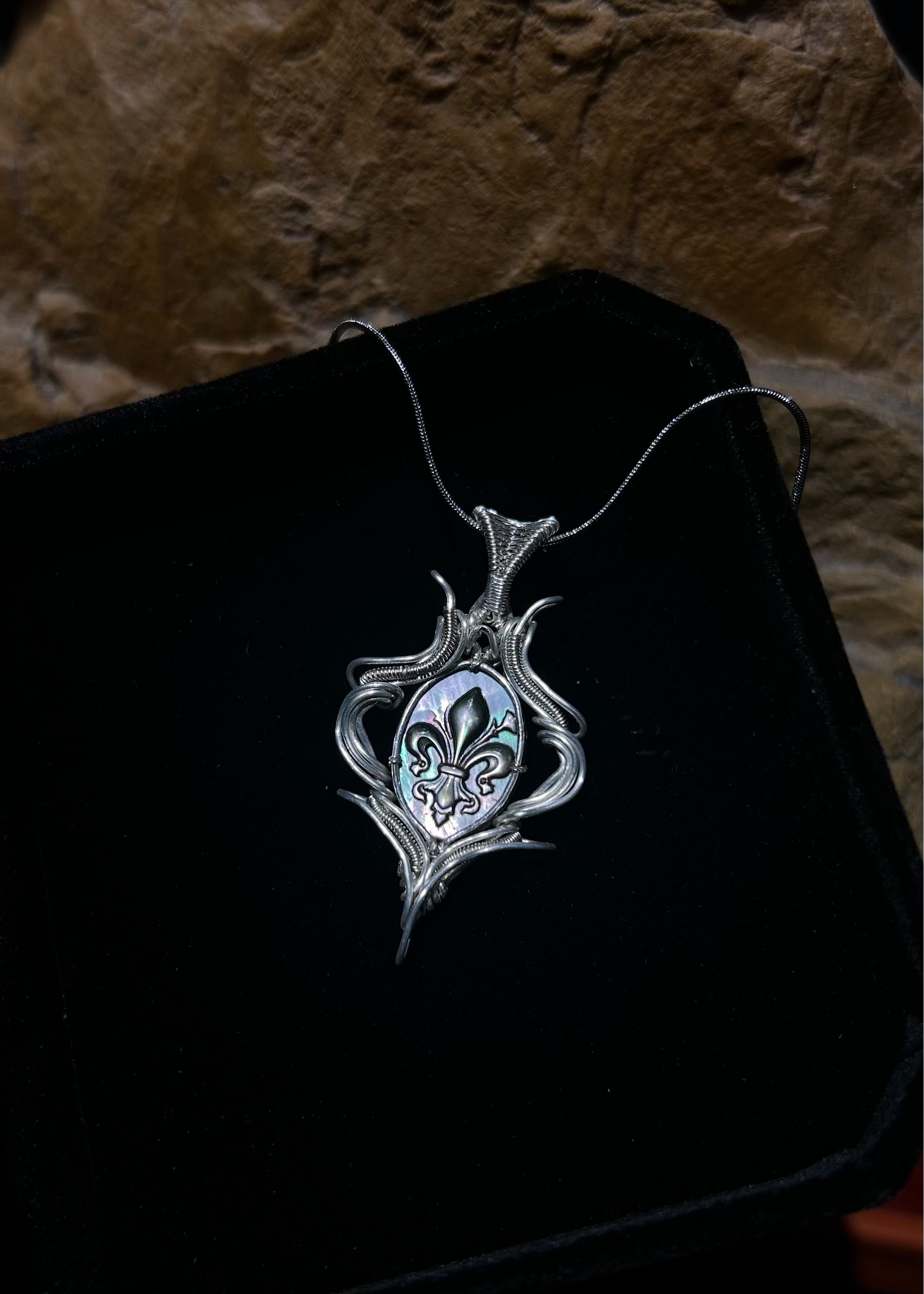 Wire-Wrapped Black Abalone Shell Pendant