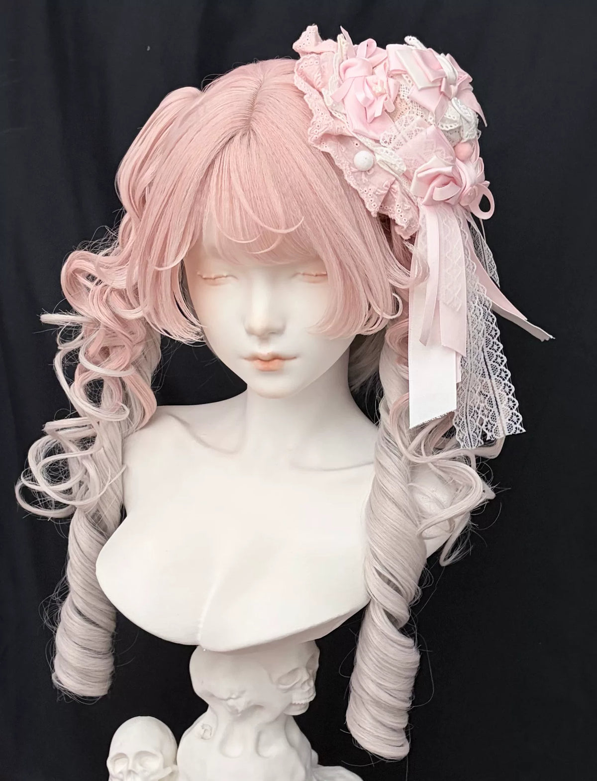 Lolita Wig Pink to Ash Blonde Spiral Curls
