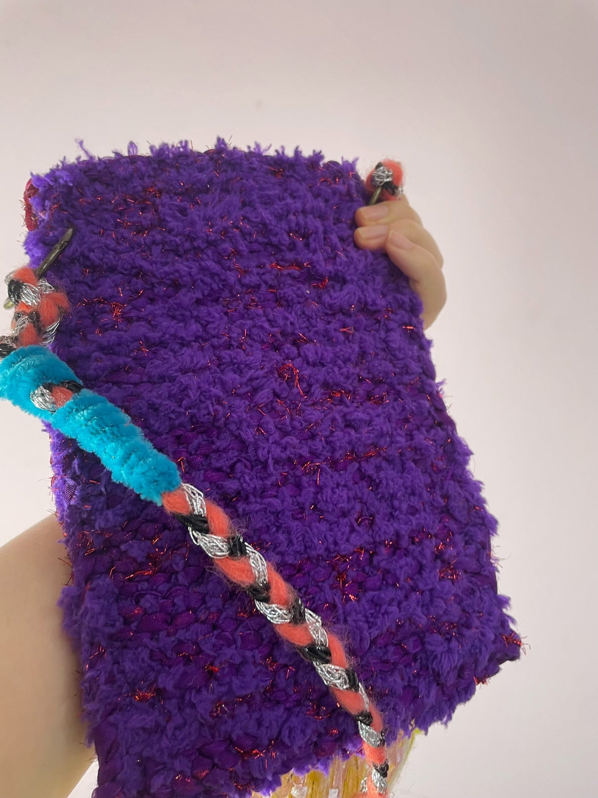 Knitted Phone Bag with Tulip Embellishment
