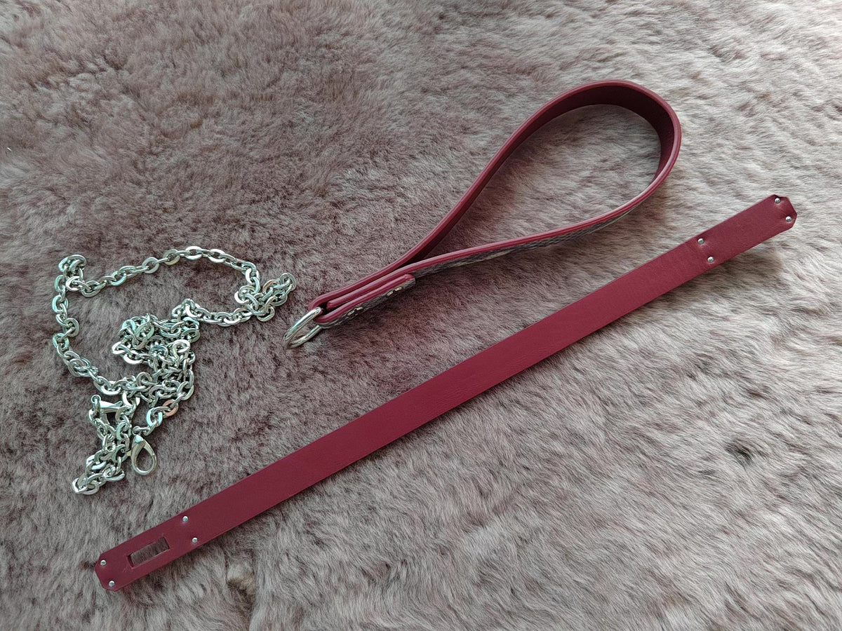 Gray Silver Sheepskin Pet Collar Set