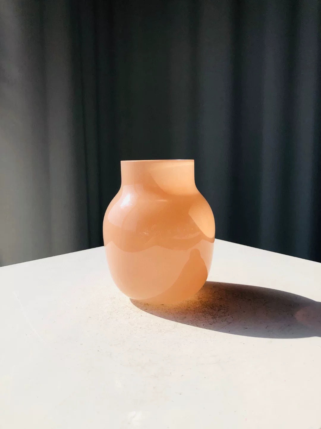Frosted Peach Glass Vase 13cm