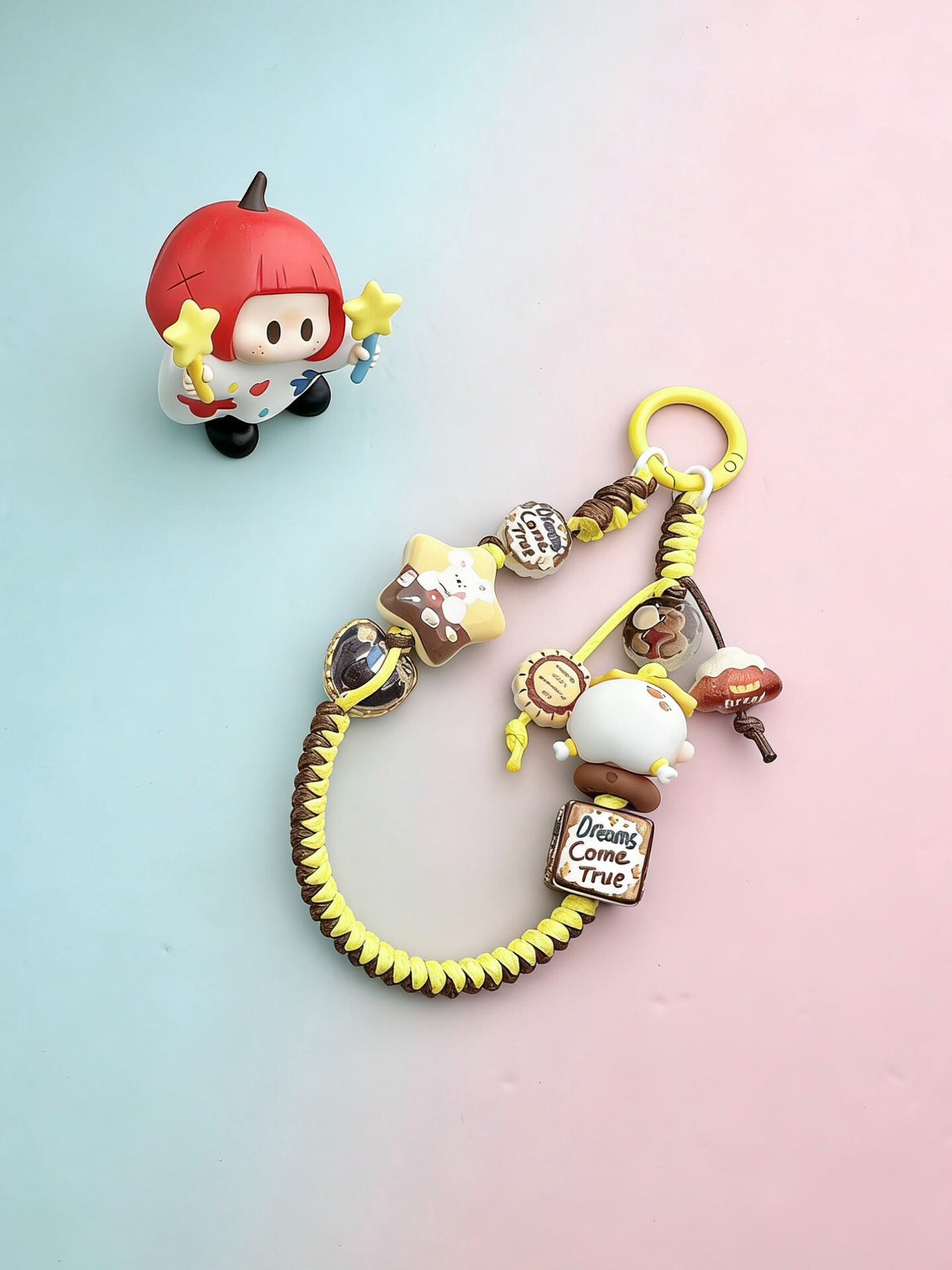 Handmade Braided Cord Phone Chain with Q Doll Charm