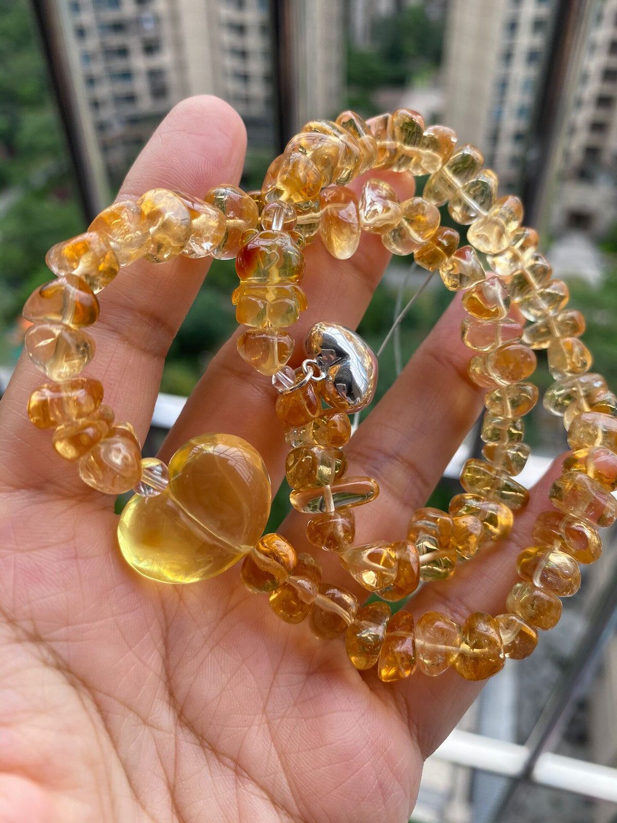 Citrine Candy Bead Double Loop Bracelet