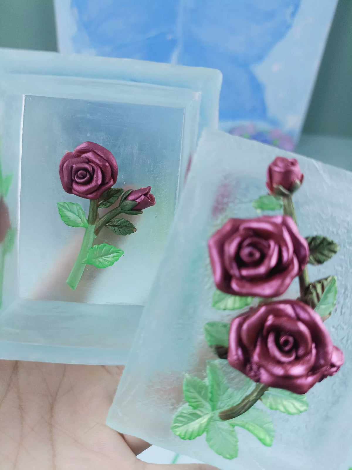 Translucent Rose Relief Jewelry Box