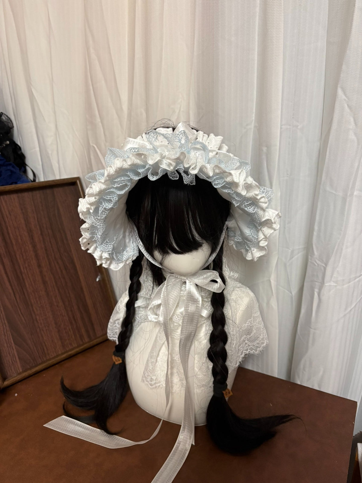 White Blue Lolita Bonnet Headband