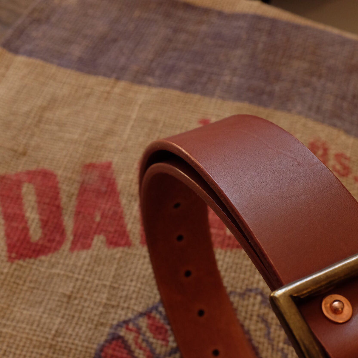 Vegetable Tanned Leather Belt 40mm Brass Buckle