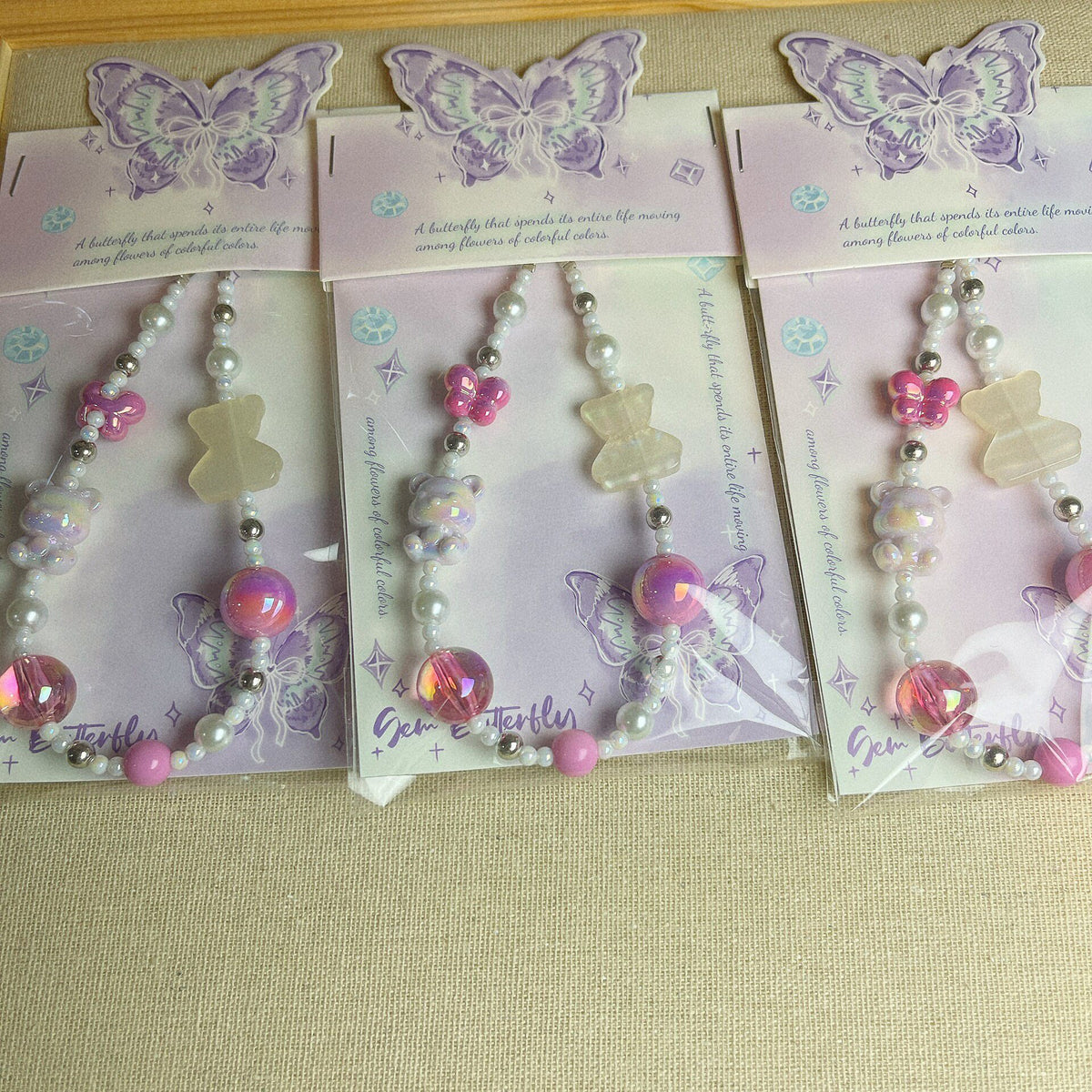 Handmade Pearl Butterfly Phone Chain