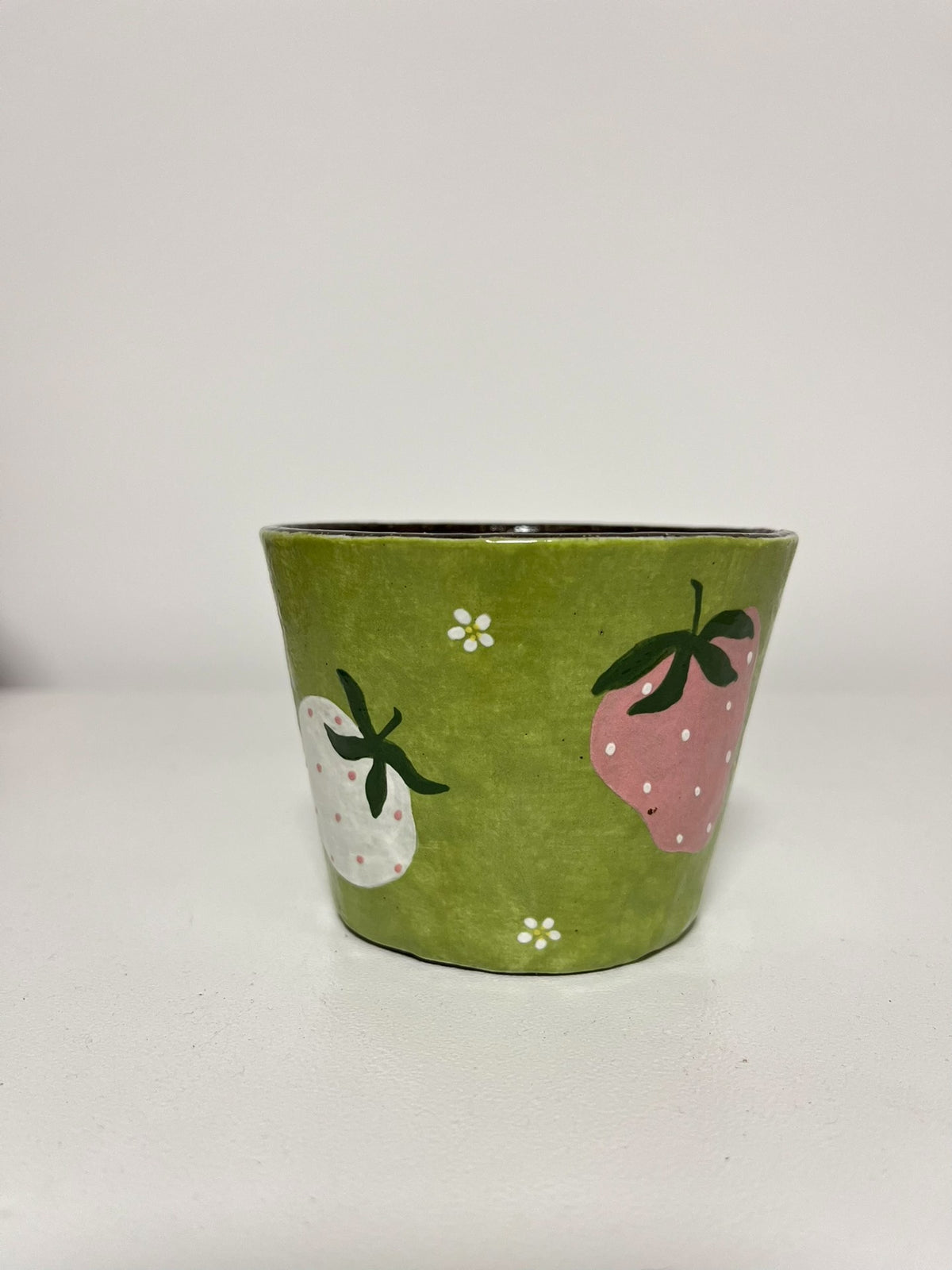 Handmade Black Clay Strawberry Coffee Cup