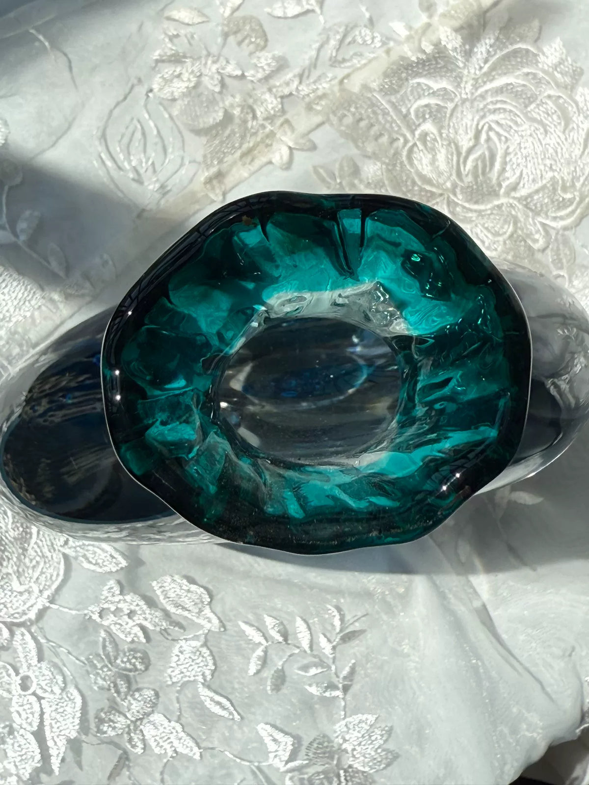 Vaso de Vidro Vintage Água-viva 34cm Teal