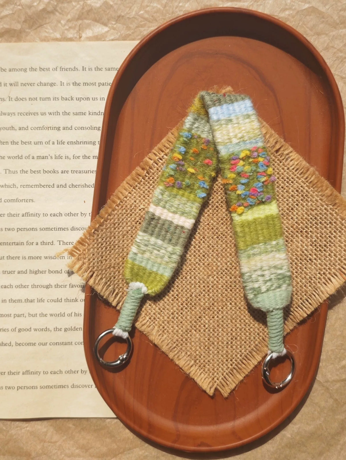 Handwoven Green Yarn Wrist Strap