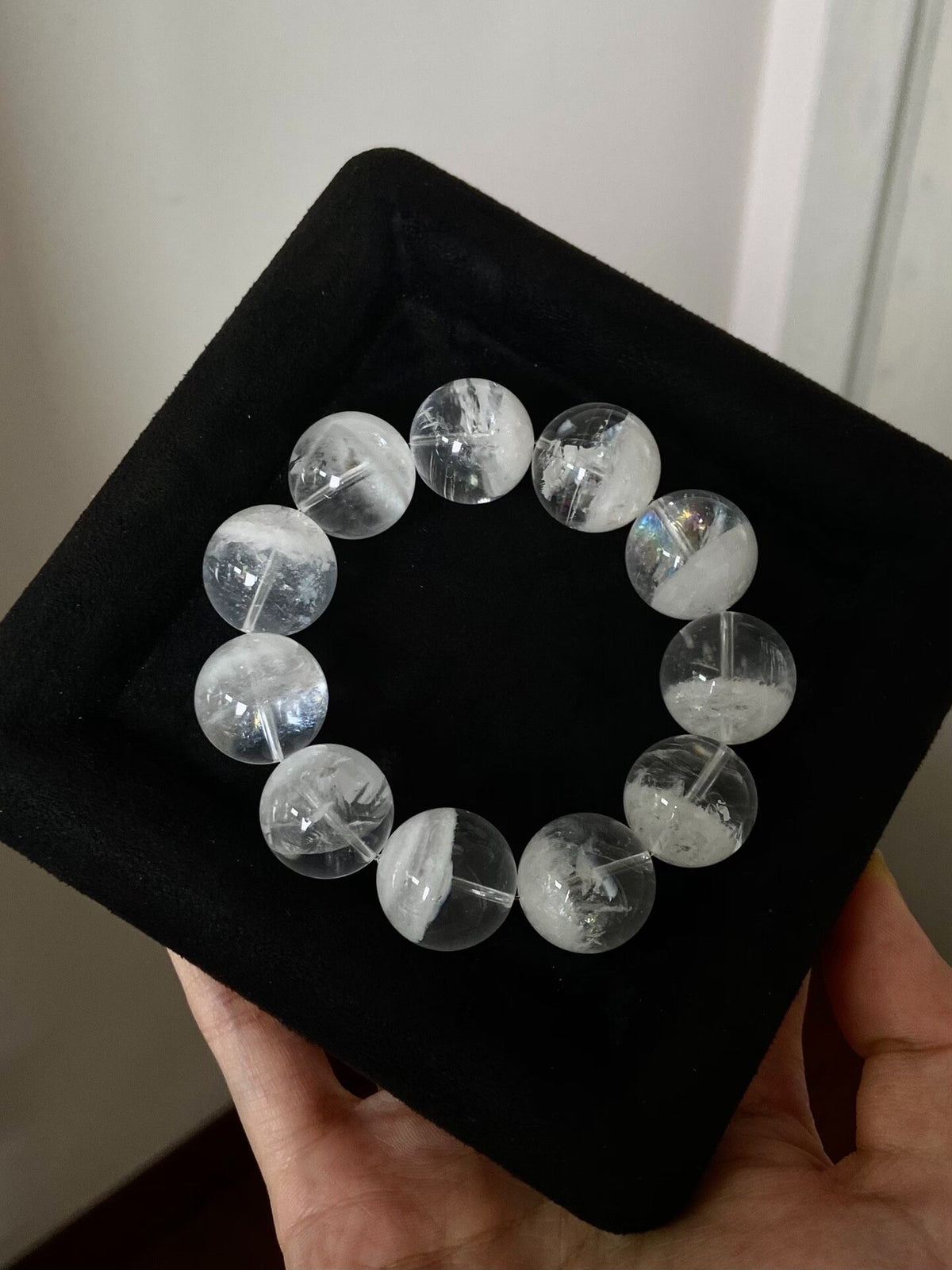 White Phantom Quartz Beaded Bracelet 18mm