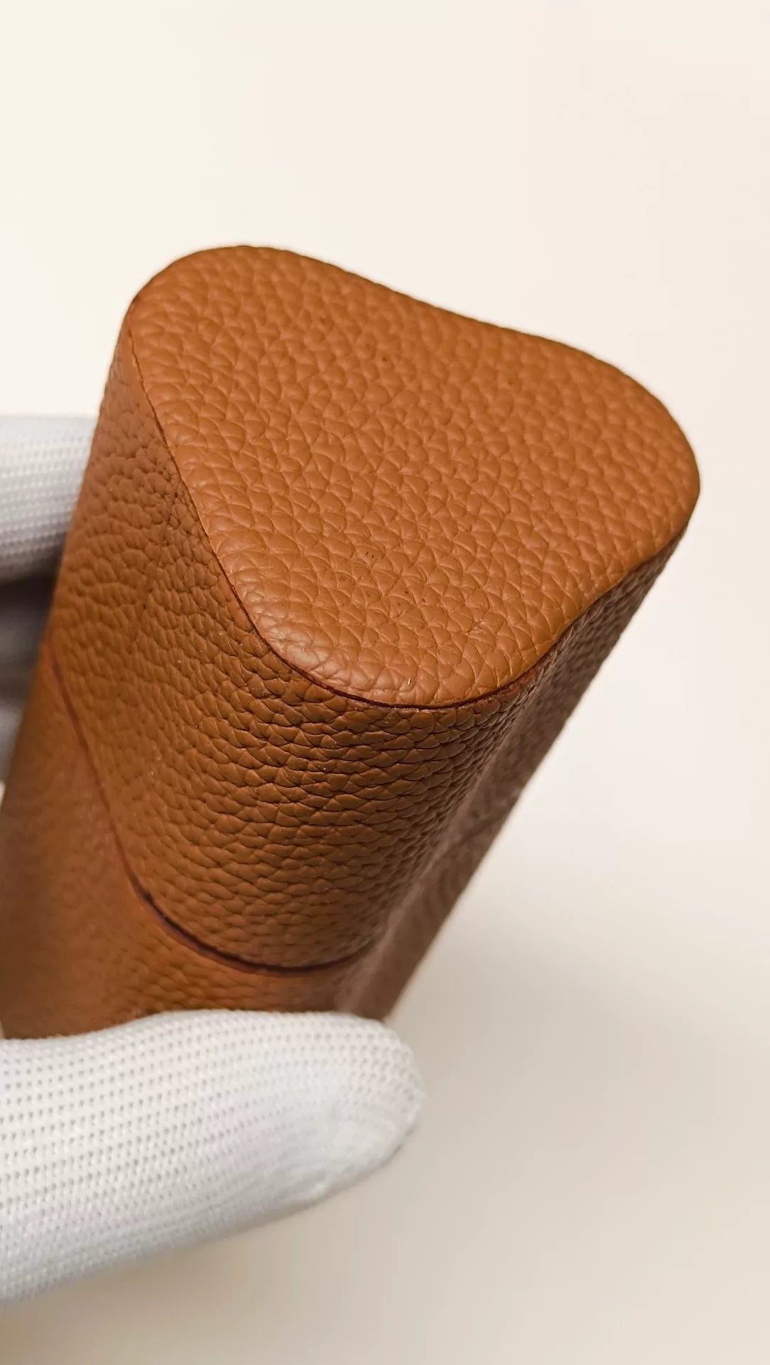 Caramel Togo Leather Triangular Cigar Case
