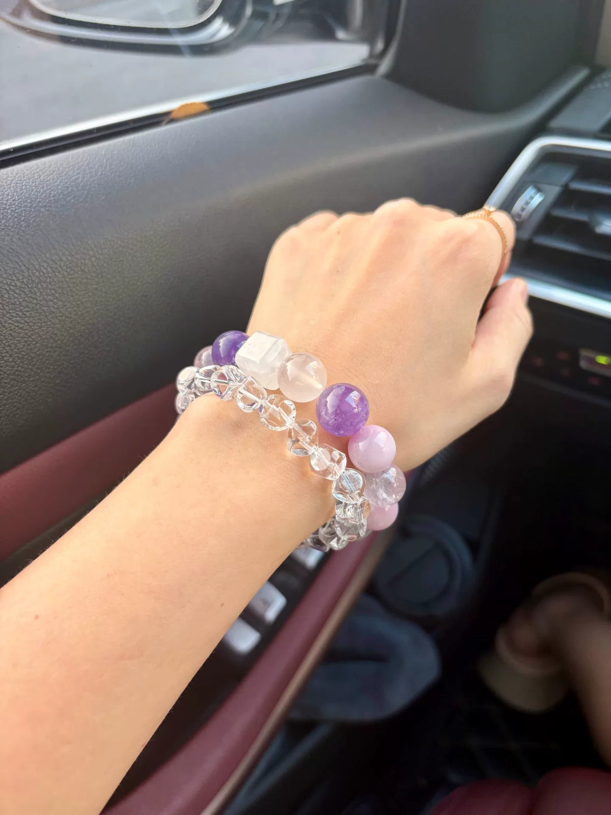 Bracciale con perle di ametista e kunzite