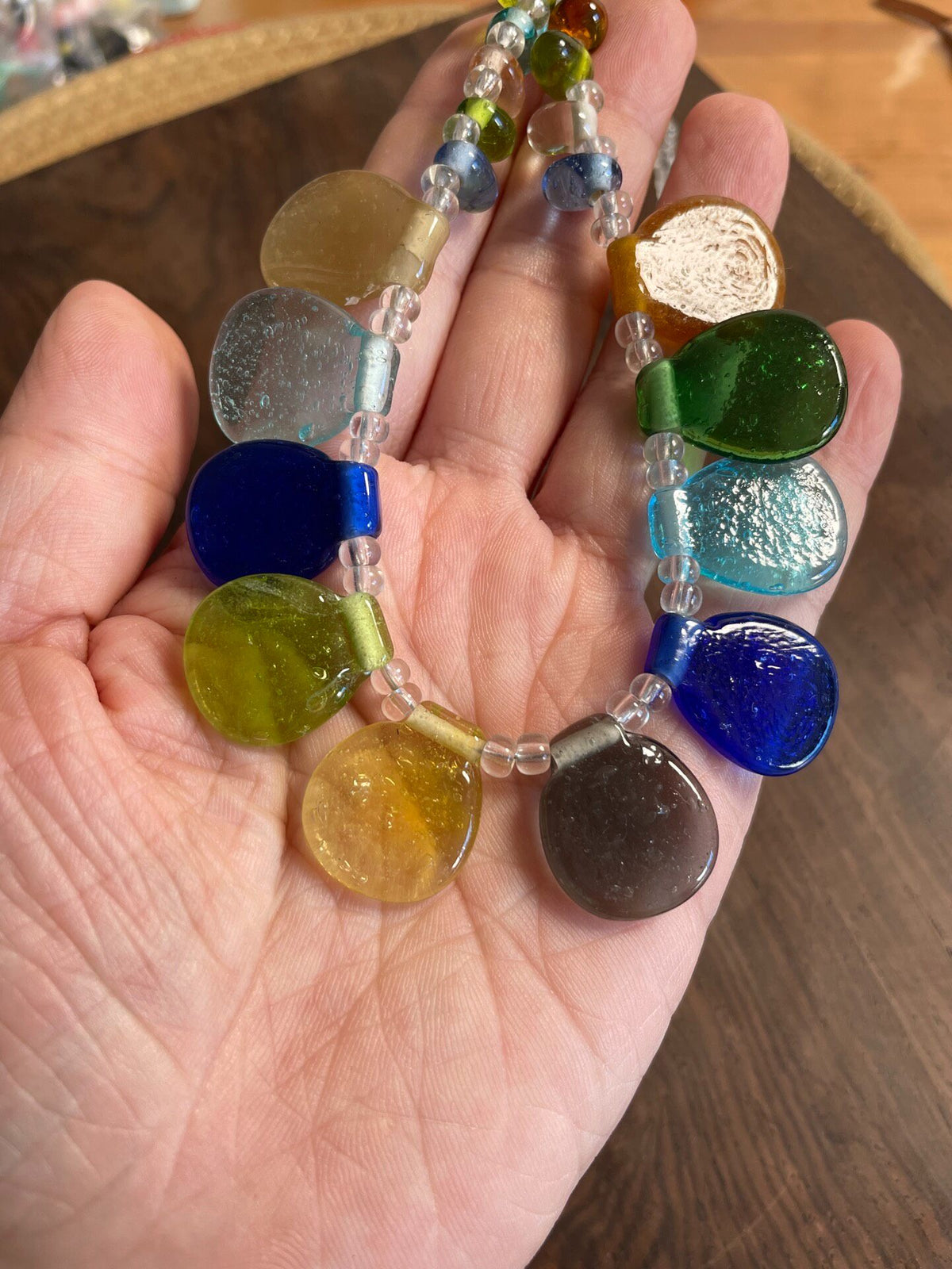 Handmade Glass Bead Necklace Blue Cobalt