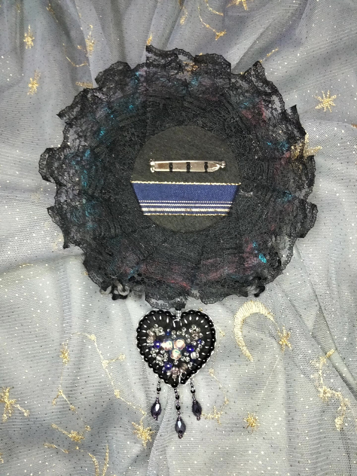 Handmade Clay Doll Head Brooch Gothic