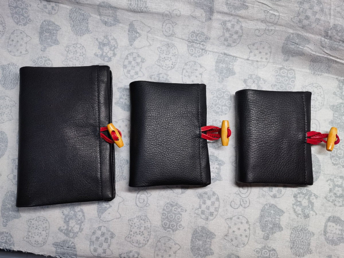 A7 Black Goatskin Toggle Ring Binder Notebook
