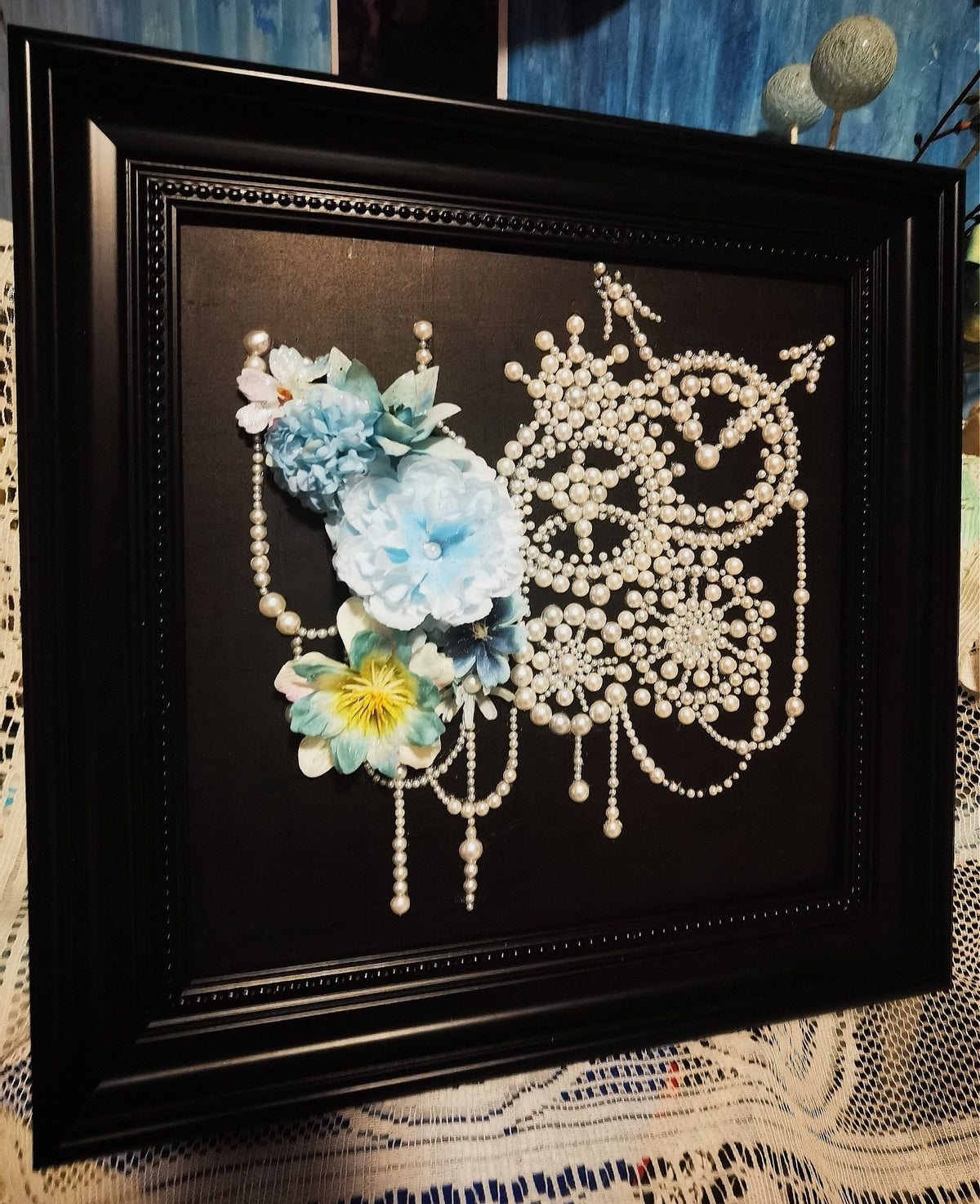Pearl Butterfly Flower Wall Art 30cm