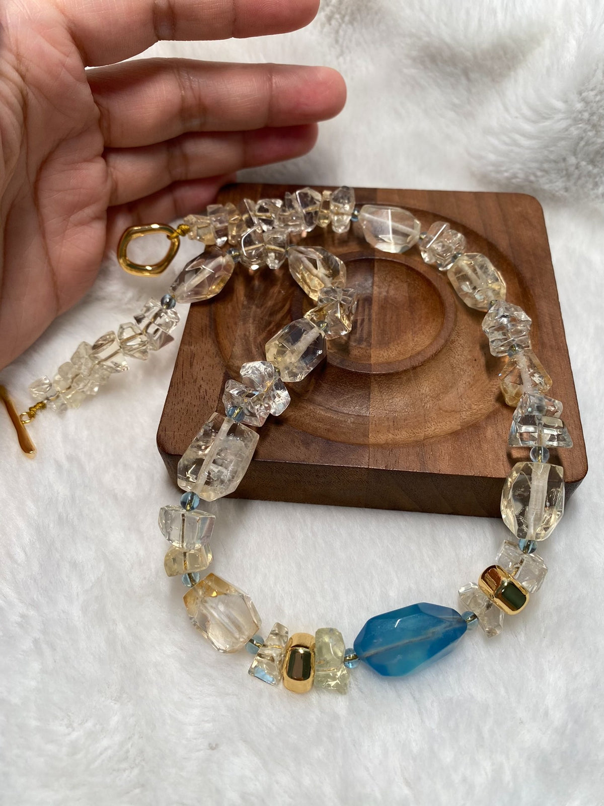 Citrine Aquamarine Necklace Natural Gemstone
