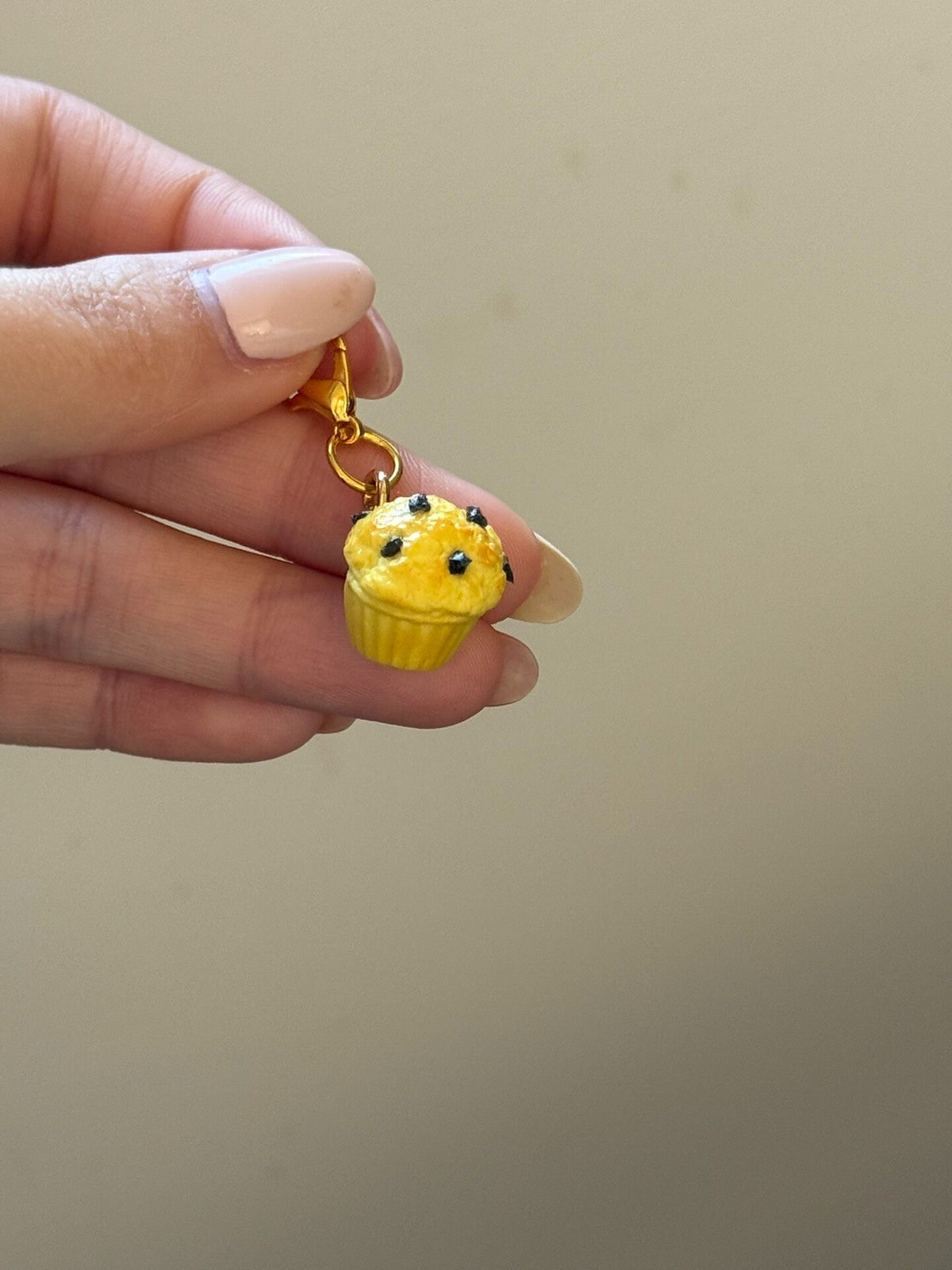 Miniature Yellow Cupcake Charm with Lobster Clasp