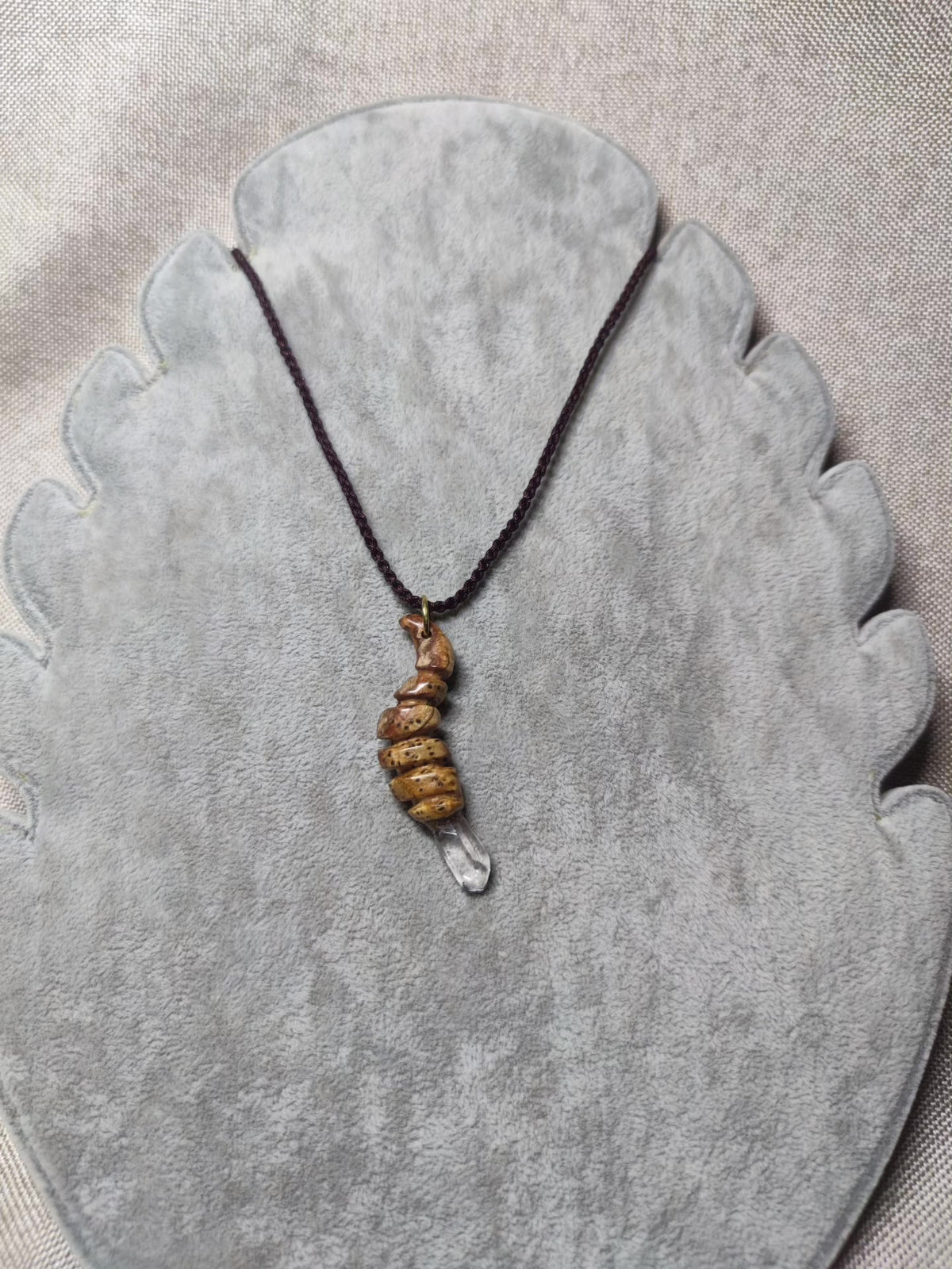 White Quartz Crystal Pendant Wooden Hat