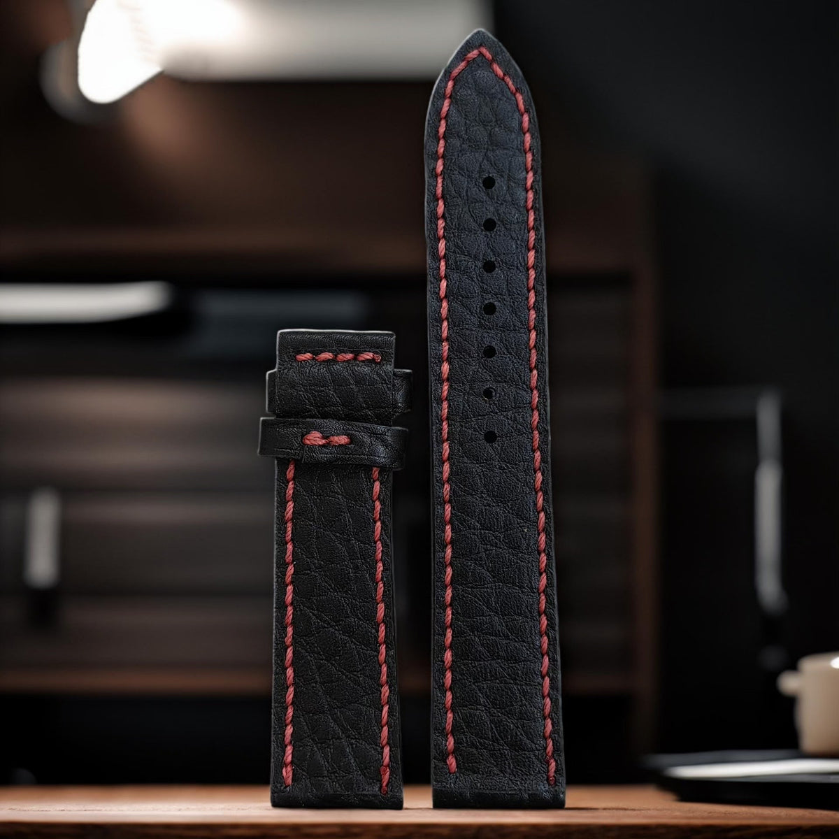 Handcrafted Black Seal Skin Watch Strap Set